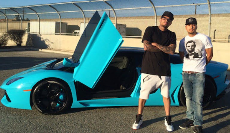Chris Brown Cars Lambo blue