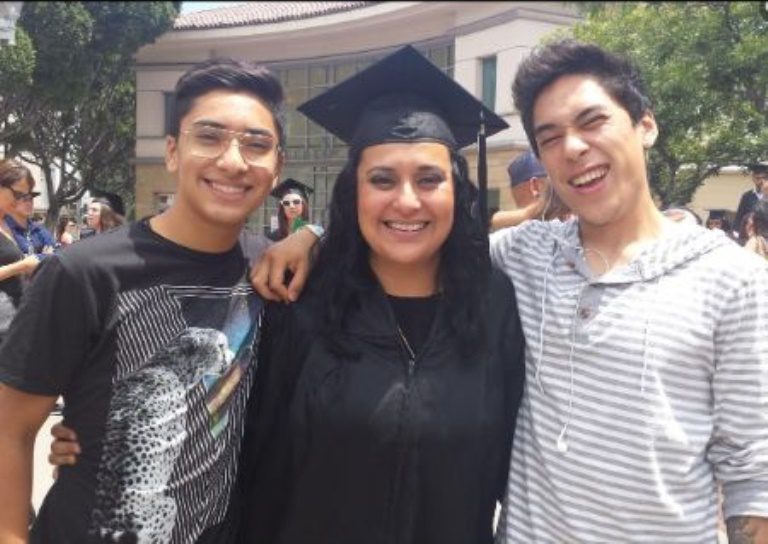 Ilusion Millan With Her Sons On Her Graduation Day